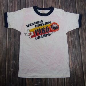 Vintage Screen Stars Houston Astros 1986 Shirt Mens M White Western Champ Ringer